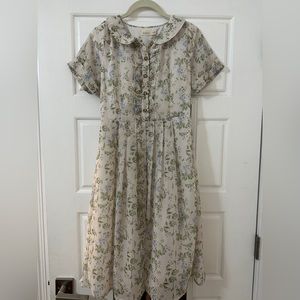 Cream Green Floral Roolee Dress